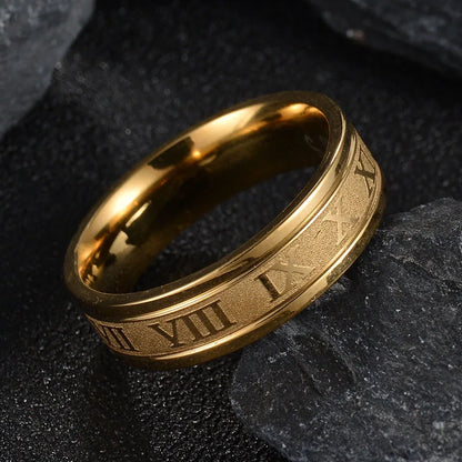 Vintage Roman Numeral Steel Ring