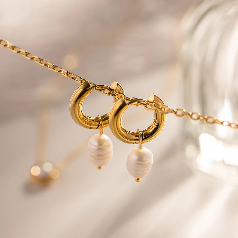 Golden Pearl Drop Earrings