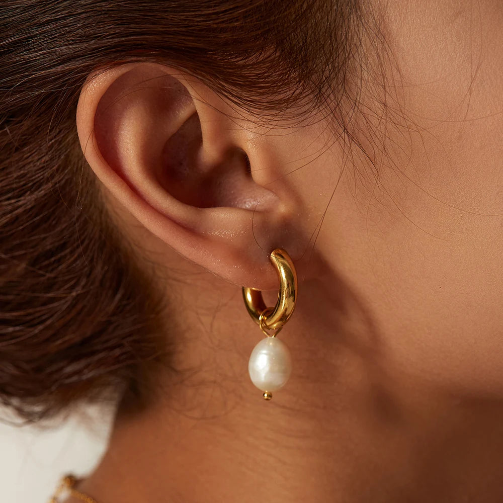 Golden Pearl Drop Earrings