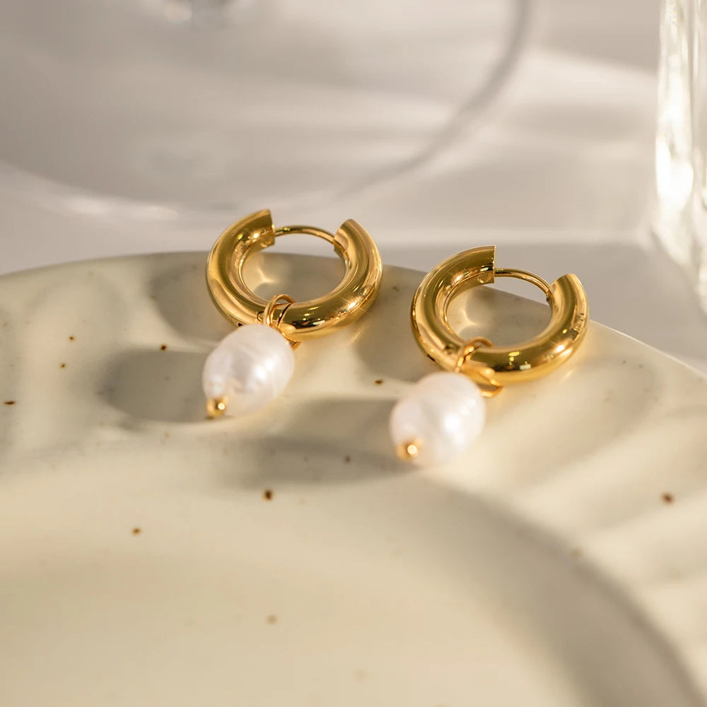 Golden Pearl Drop Earrings