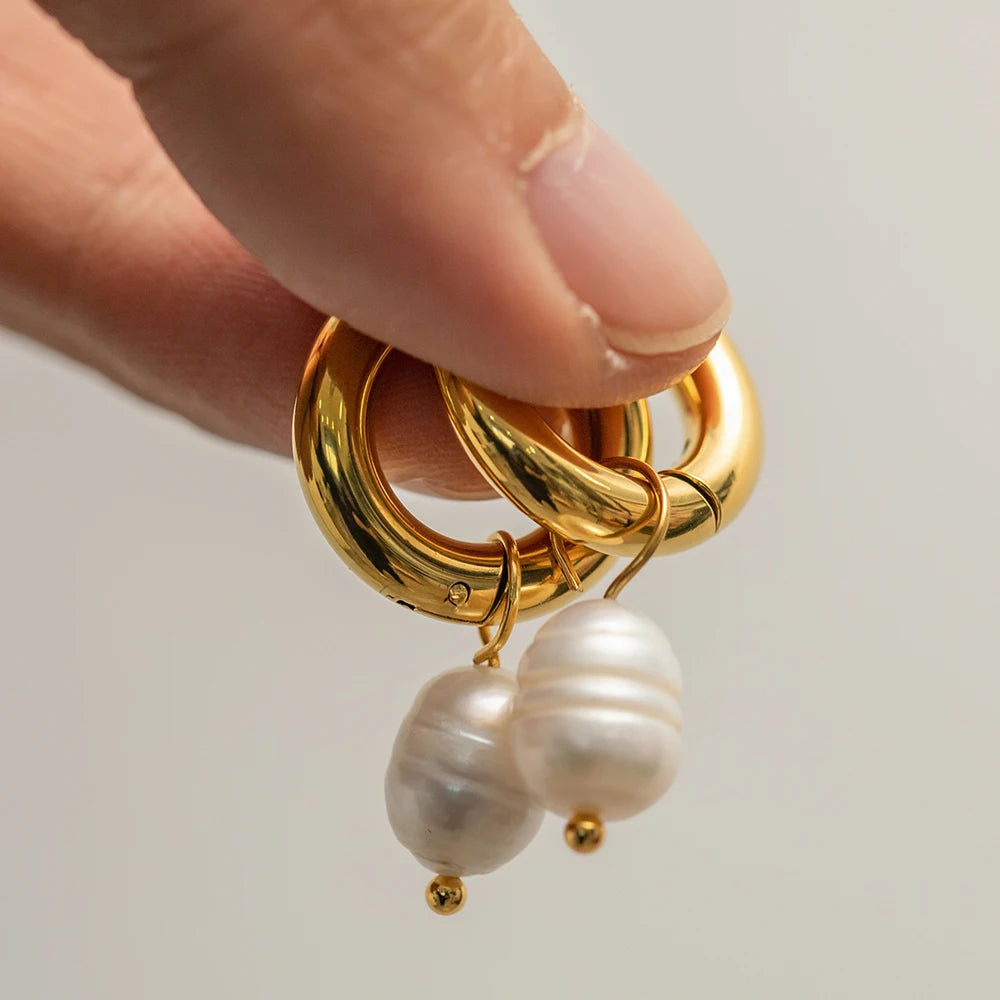 Golden Pearl Drop Earrings