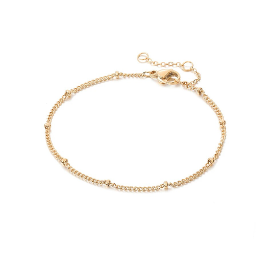 Gold Inox Beaded Chain Bracelet