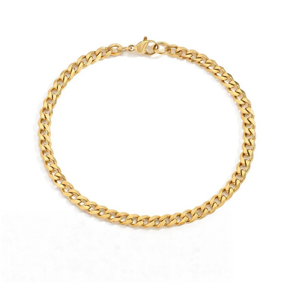 Gold Inox Cuban Chain Bracelet