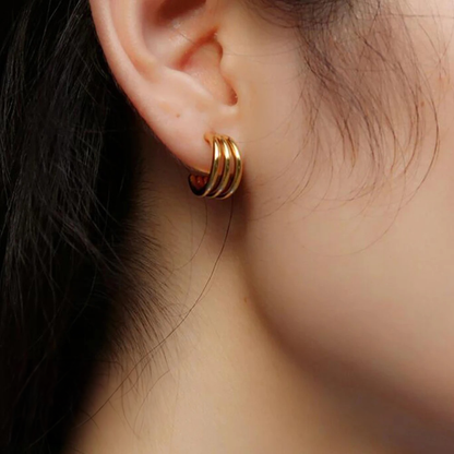 Triple Hoop Stud Earrings