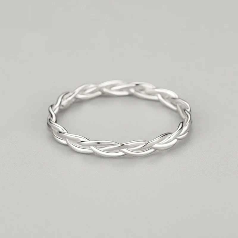 Braided Stackable Ring in Sterling Silver