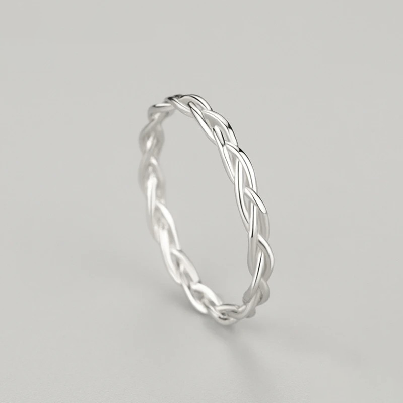 Braided Stackable Ring in Sterling Silver