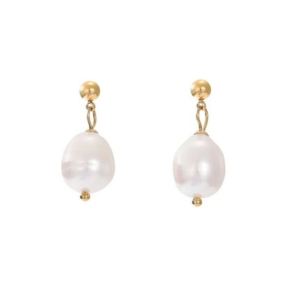 Natural Short Hung Pearl Earrings