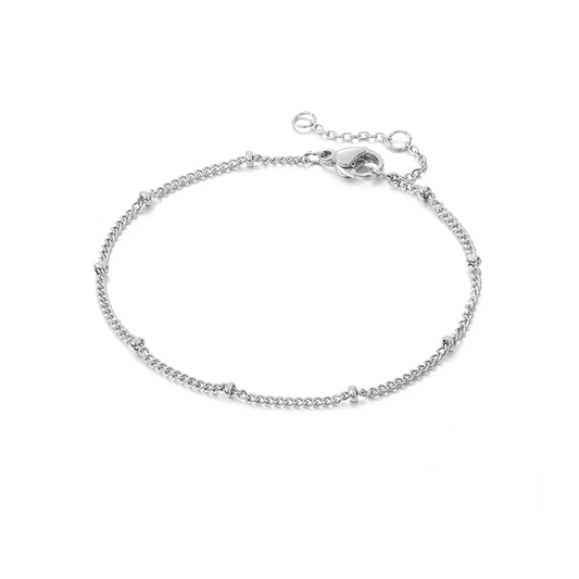 Silver Inox Beaded Chain Bracelet