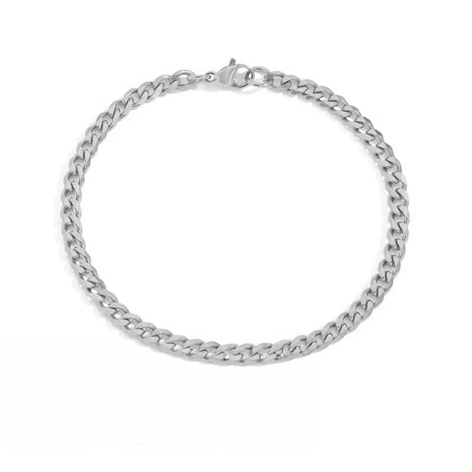 Silver Inox Cuban Chain Bracelet