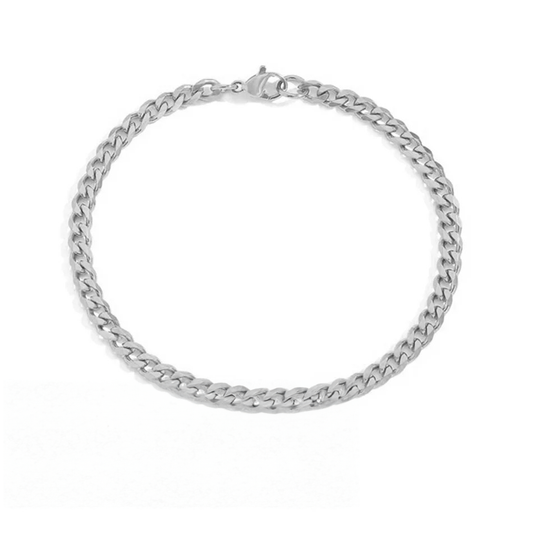 Silver Inox Cuban Chain Bracelet